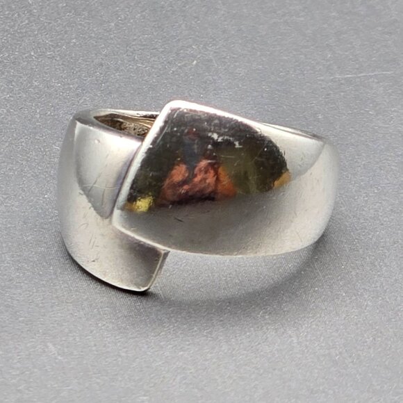 Sterling Silver 925 Modernist Bypass 6mm Band Ring Size 8 6.9g - Picture 1 of 8